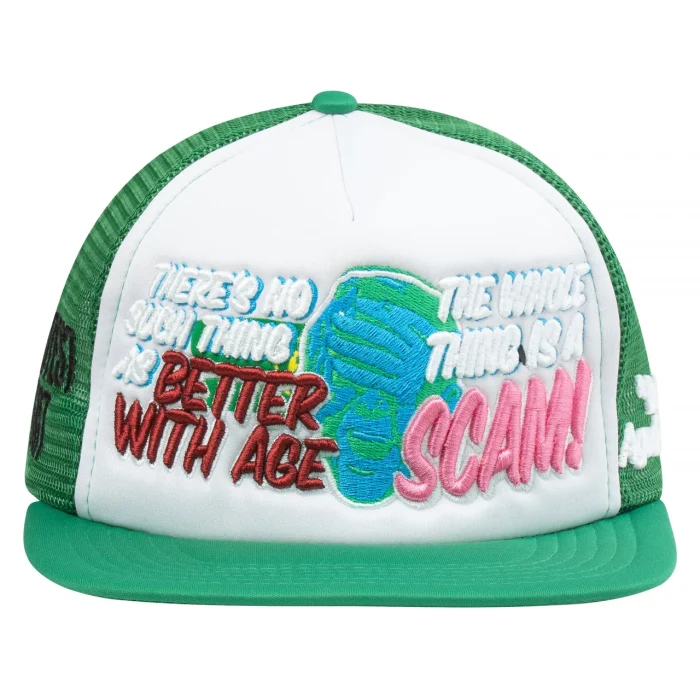 Better with age scam hats Kelly green